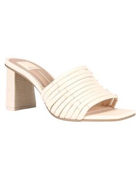 Dolce Vita Sandals Women’s Size 9 Square Toe Block Heel Priana Cream Croco NWOB
